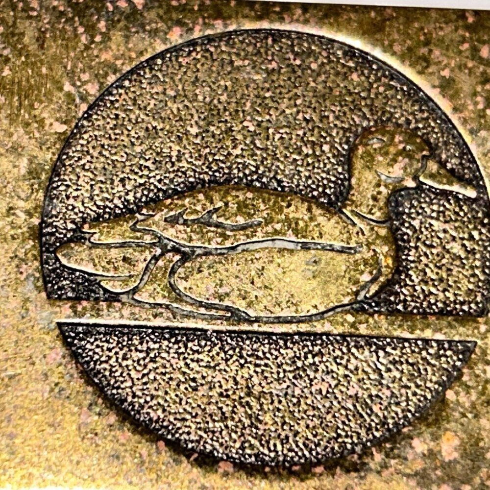 Solid Brass Duck Belt Buckle 1984 Steven H Knight Mallard Hunter 2" x 1-1/2" - Picture 2 of 6